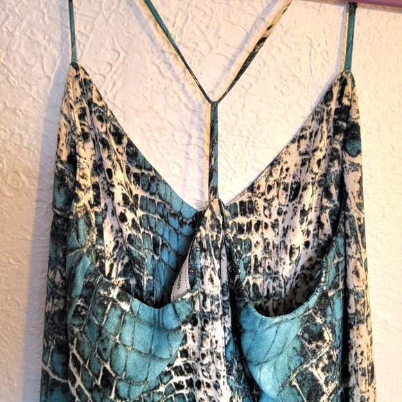 Turquoise Snake Skin Print Jumpsuit - Picture 6 of 12